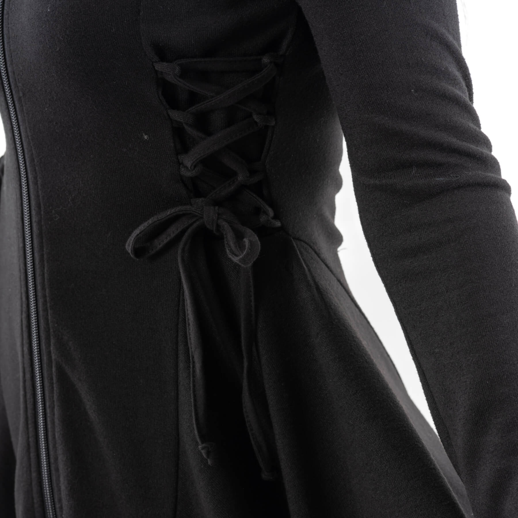 Innocent Lifestyle Emerson Black Hooded Cardigan with Lace Up Detail