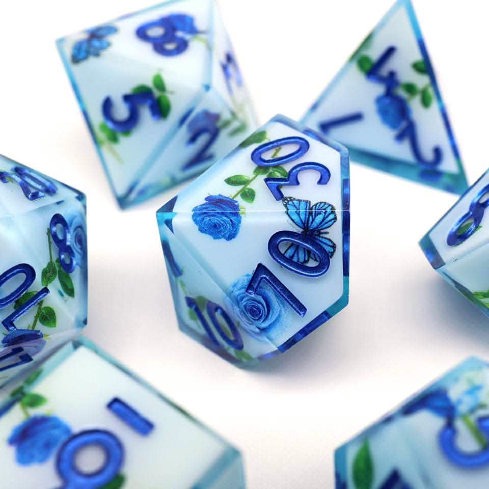 Enchanted China | Sharp Edge Dice | Resin | 7 Piece Set
