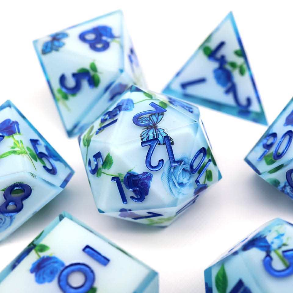 Enchanted China | Sharp Edge Dice | Resin | 7 Piece Set