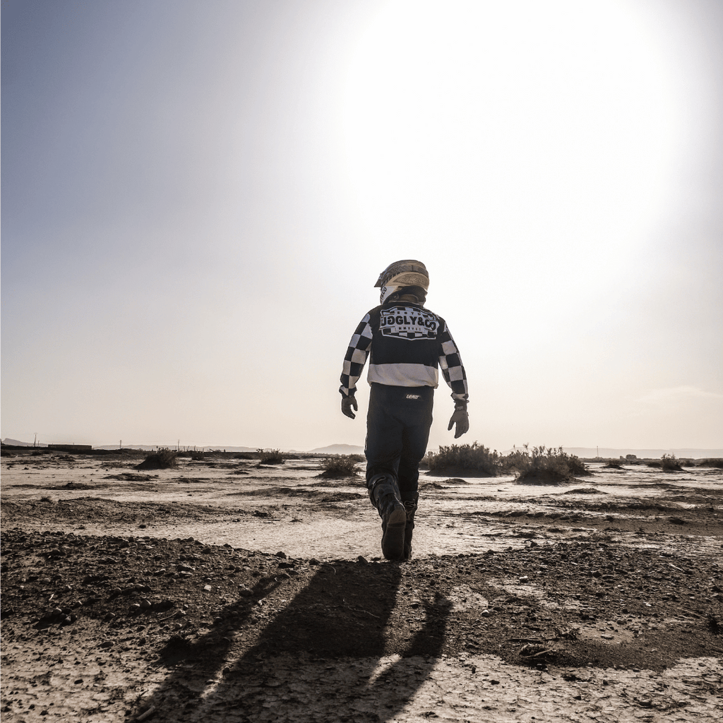 Uggly & Co Chequered Vintage Motocross Jersey - Blue & White MX Shirt