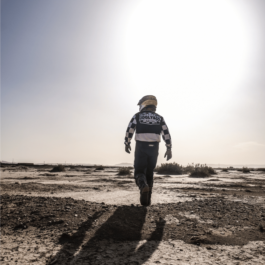 Uggly & Co Chequered Vintage Motocross Jersey - Blue & White MX Shirt