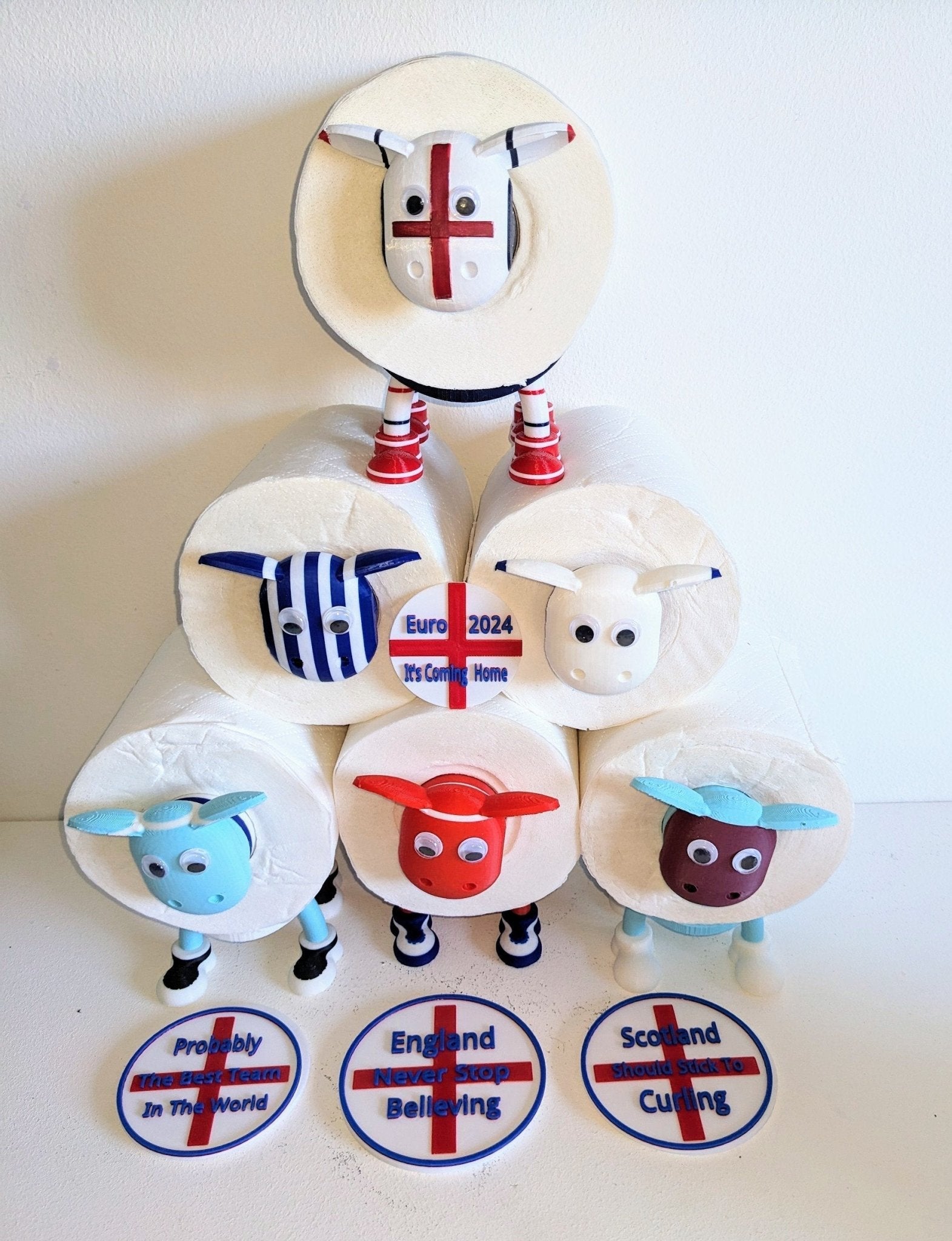England Football Sheep Toilet Roll Holder | Chaddyverse Hand Painted