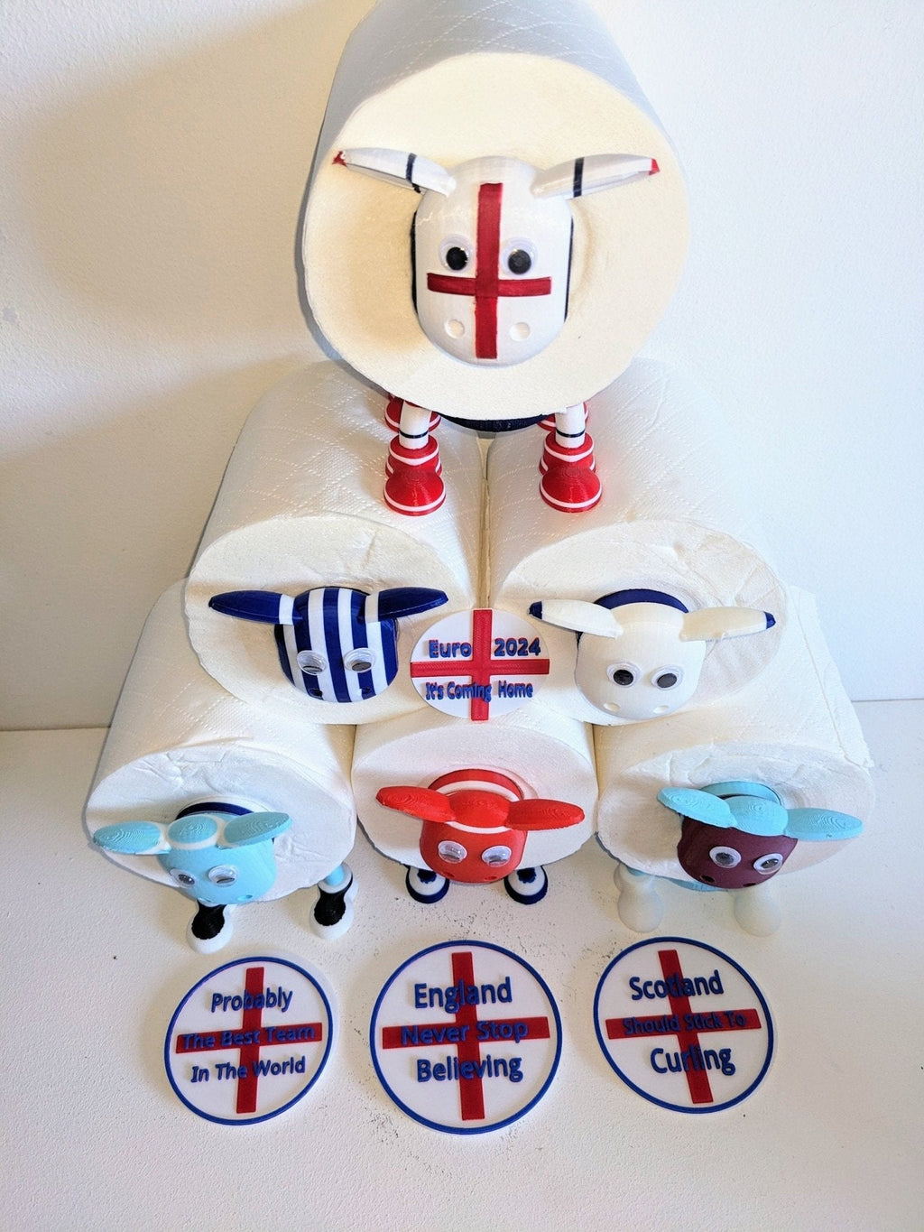 England Football Sheep Toilet Roll Holder | Chaddyverse Hand Painted