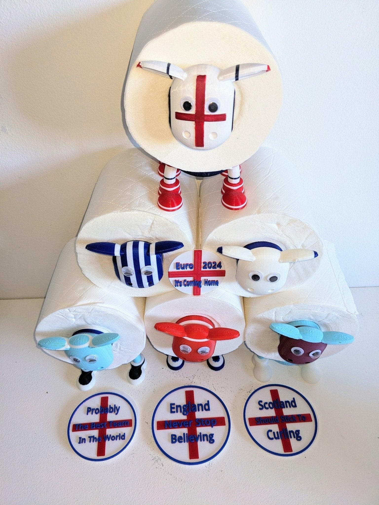 England Football Sheep Toilet Roll Holder | Chaddyverse Hand Painted