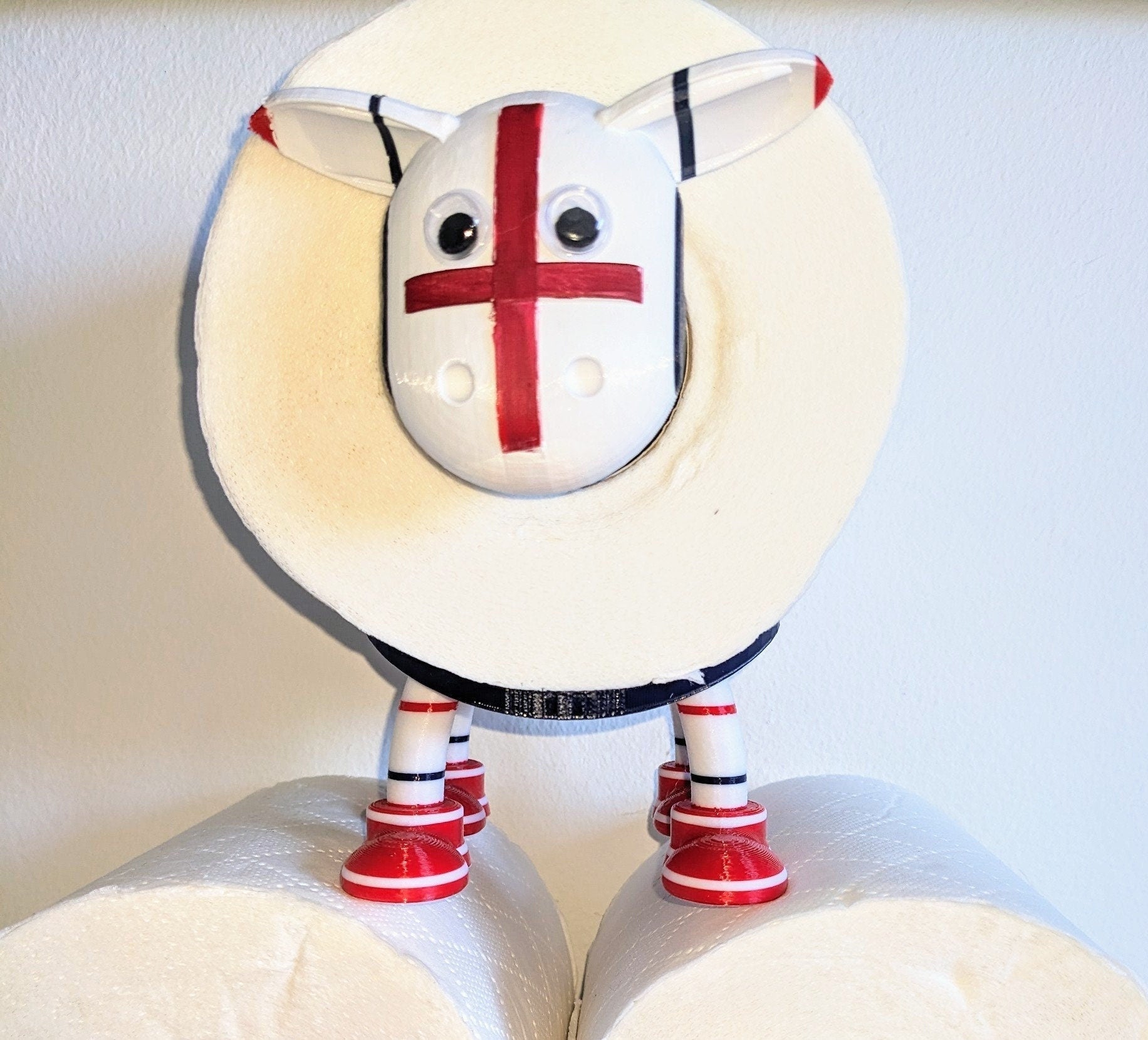 England Football Sheep Toilet Roll Holder | Chaddyverse Hand Painted