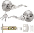 Probrico Wave Style Keyed Entry Door Lever Lock | Satin Nickel