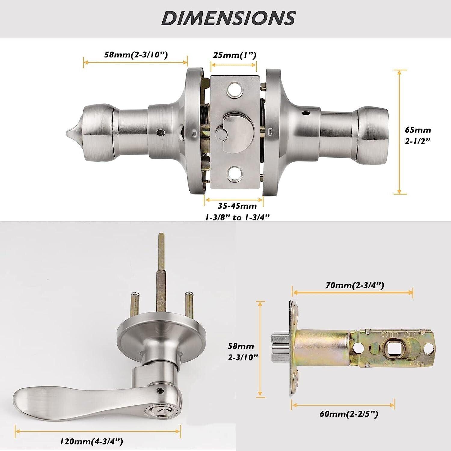 Probrico Wave Style Keyed Entry Door Lever Lock | Satin Nickel