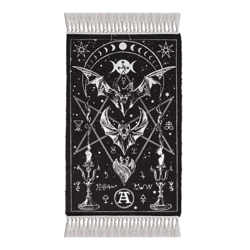Alchemy Gothic Bat Moon Phase Rug | 100% Cotton Wall & Floor Decor