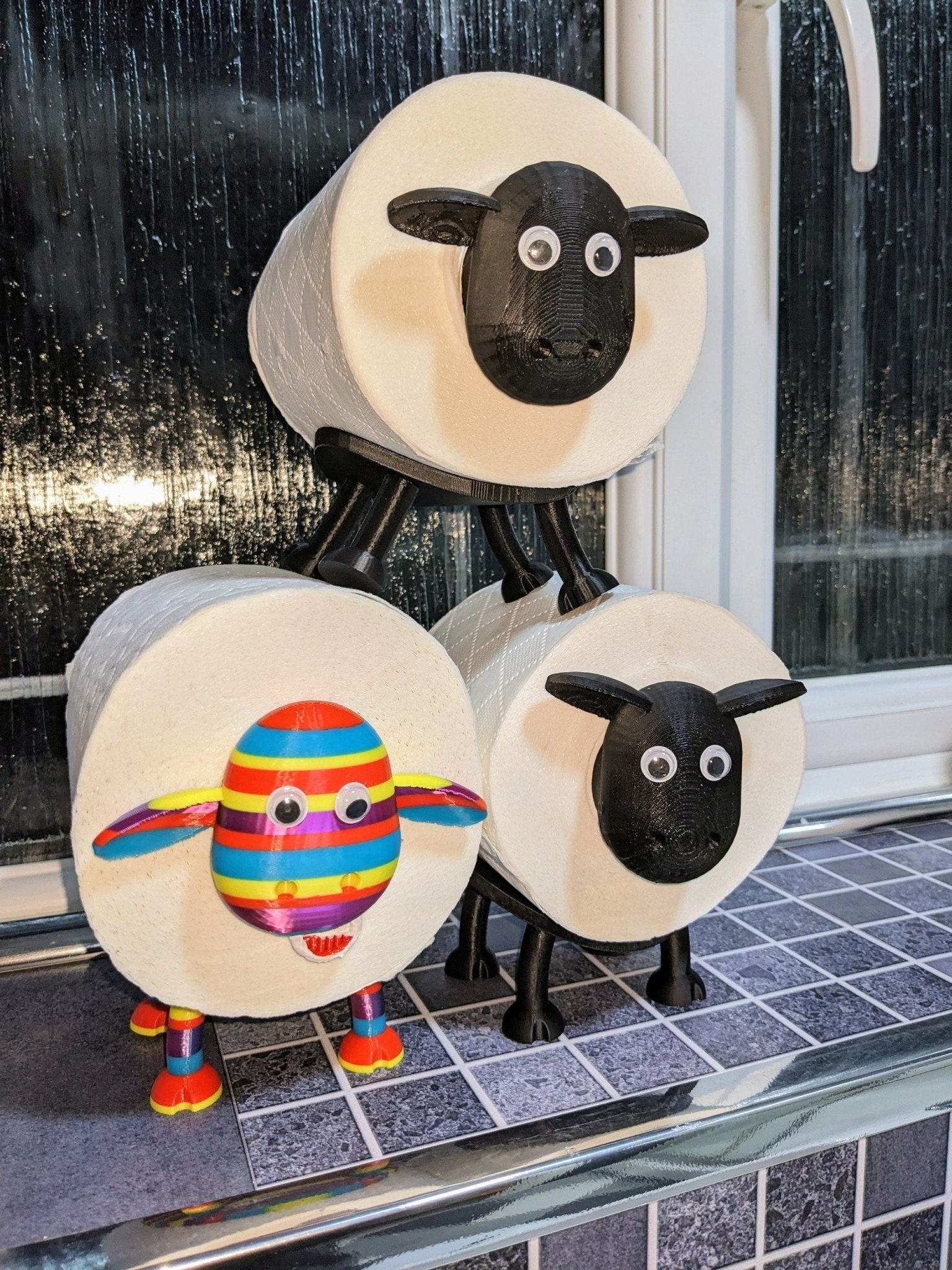 Rainbow Sheep Toilet Roll Holder – 3D Printed Bathroom Decor by Chaddyverse