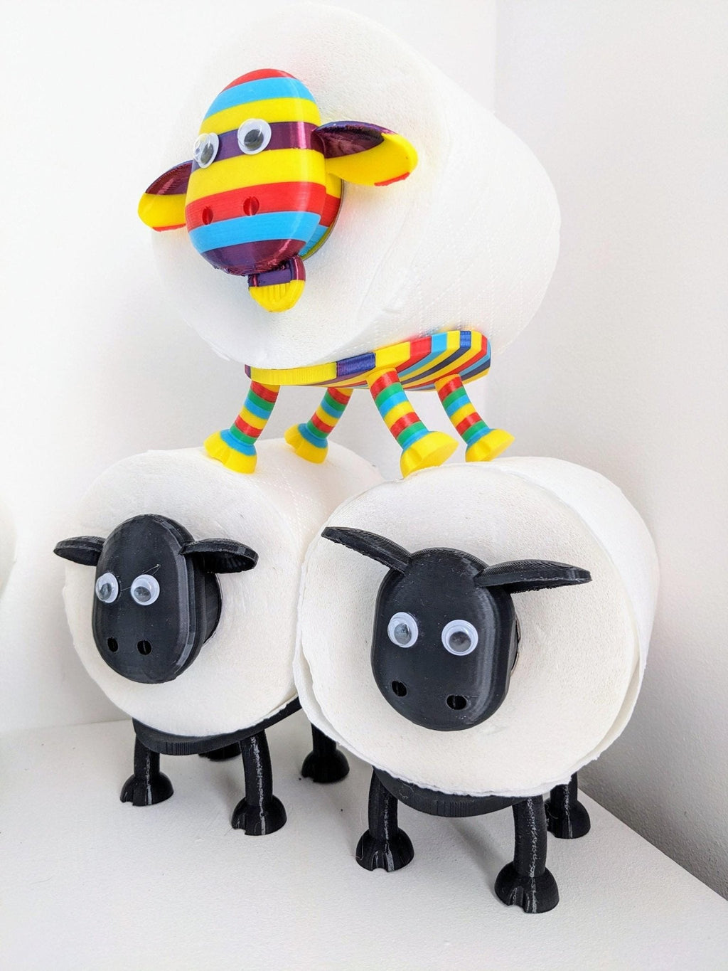 Rainbow Sheep Toilet Roll Holder – 3D Printed Bathroom Decor by Chaddyverse