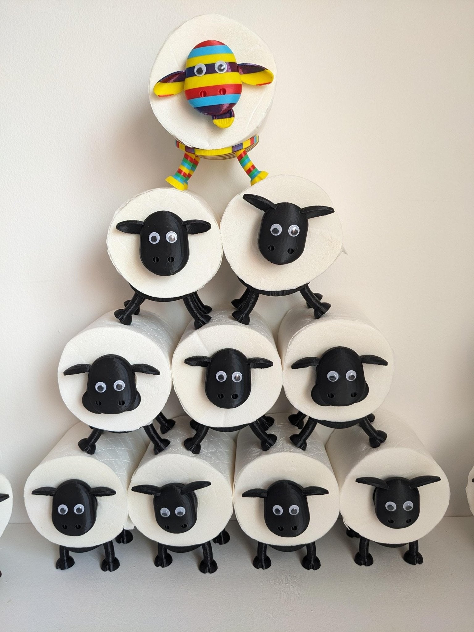 Rainbow Sheep Toilet Roll Holder – 3D Printed Bathroom Decor by Chaddyverse