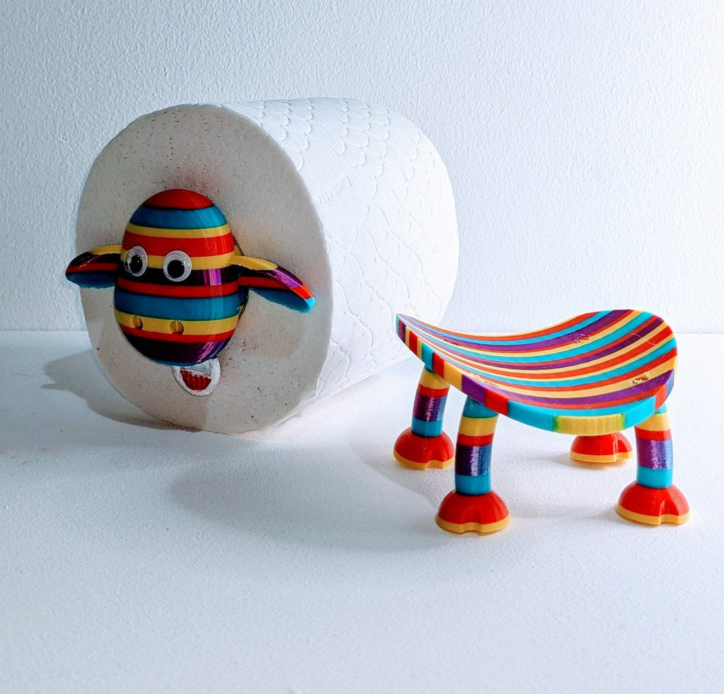 Rainbow Sheep Toilet Roll Holder – 3D Printed Bathroom Decor by Chaddyverse
