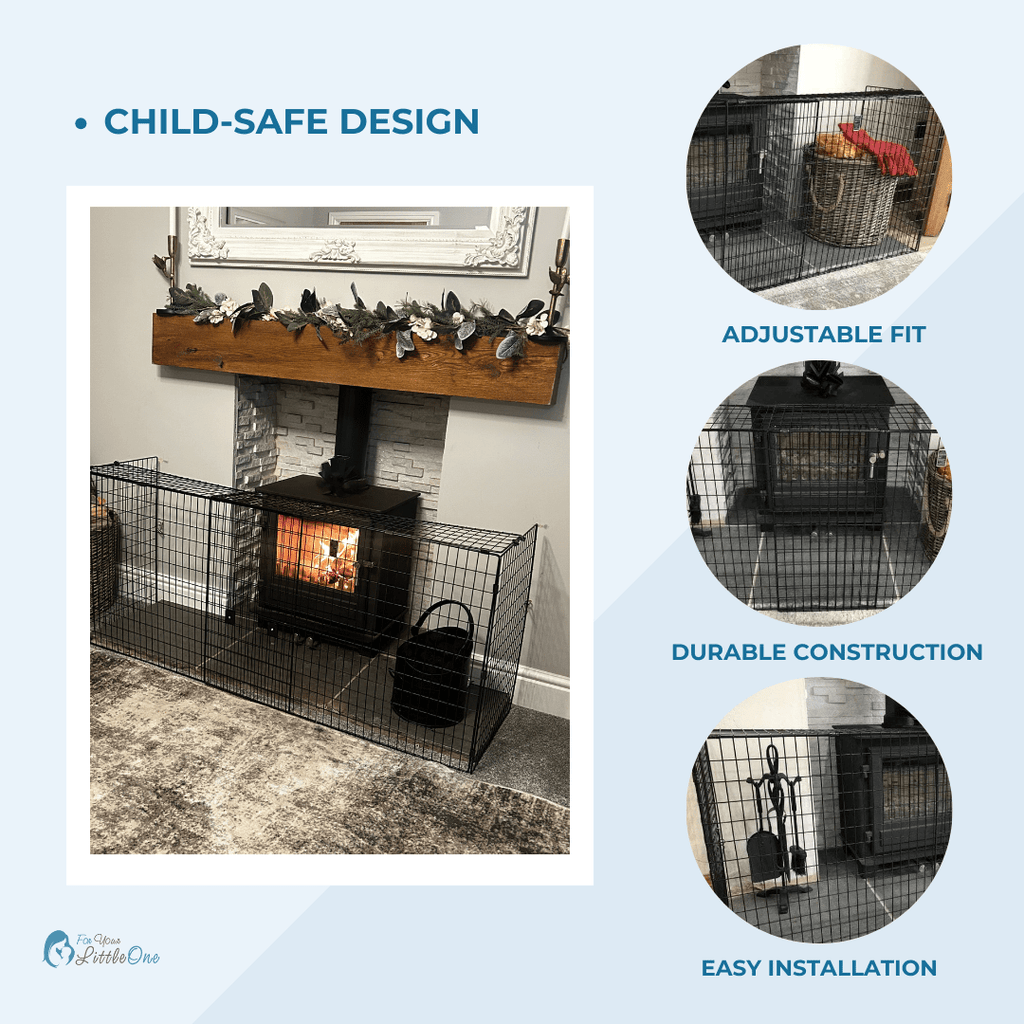 For Your Little One Extendable Baby Fireguard – Steel Hearth Safety