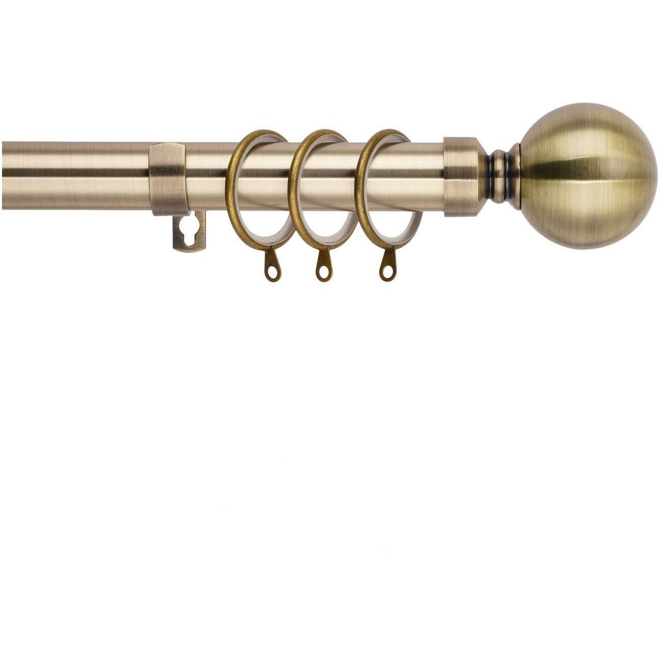 WL.Rocaille Antique Brass Extendable Metal Curtain Pole Set | 130-240cm