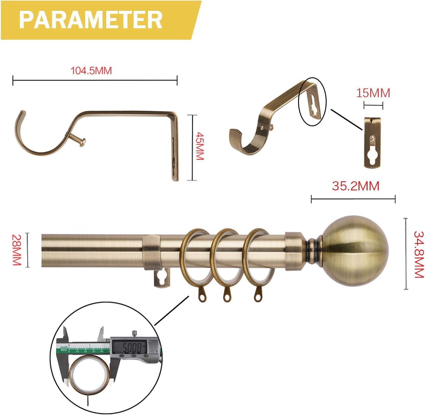 WL.Rocaille Antique Brass Extendable Metal Curtain Pole Set | 130-240cm
