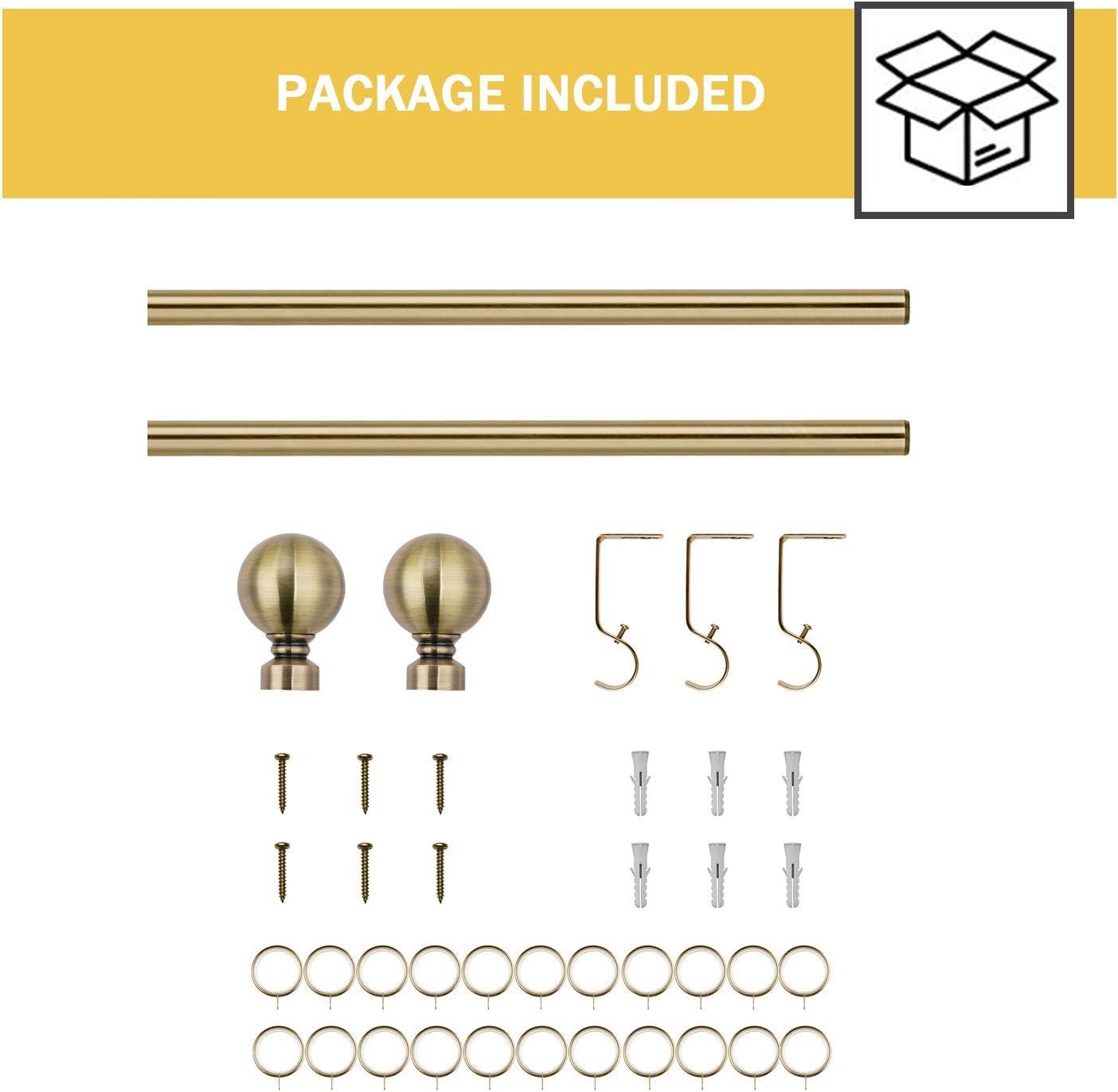 WL.Rocaille Antique Brass Extendable Metal Curtain Pole Set | 130-240cm