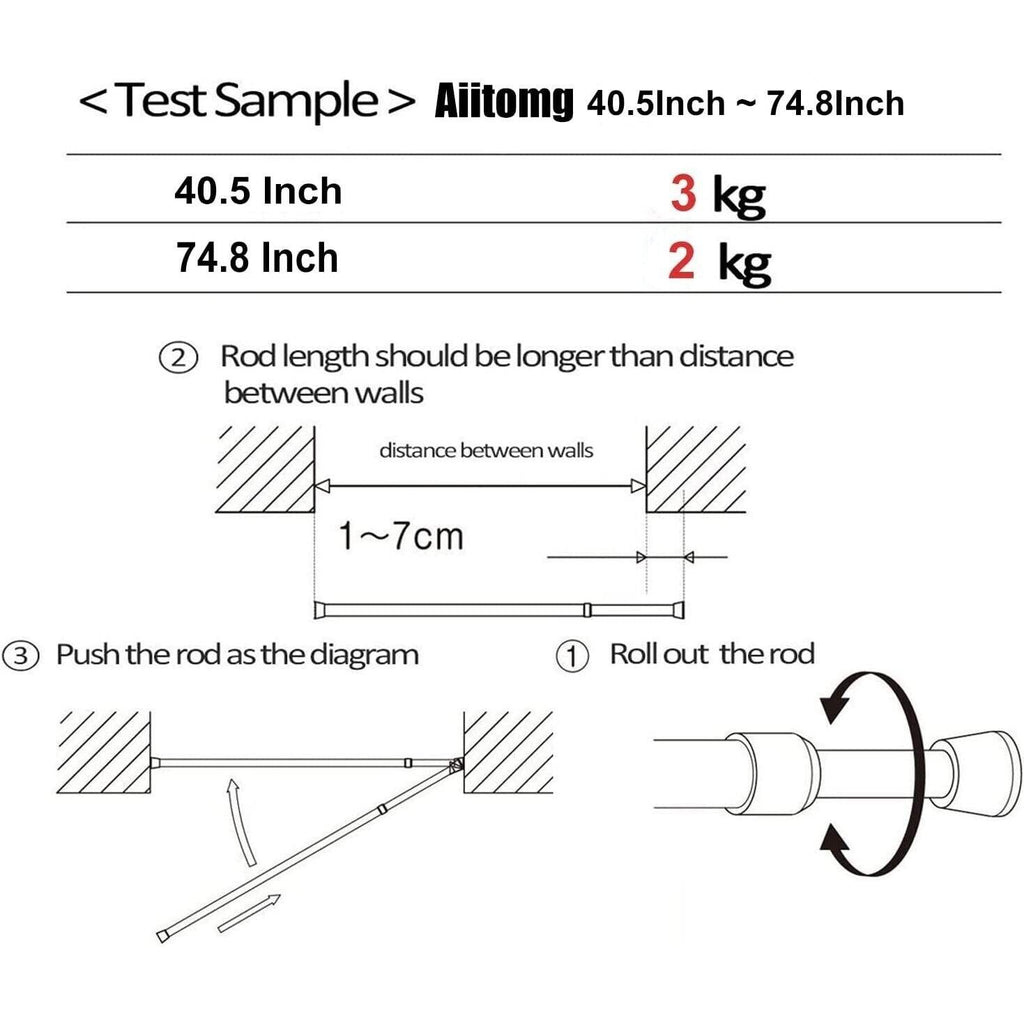 Massive Discounts Heavy-Duty Tension Curtain Rod | 103-190cm No-Drill