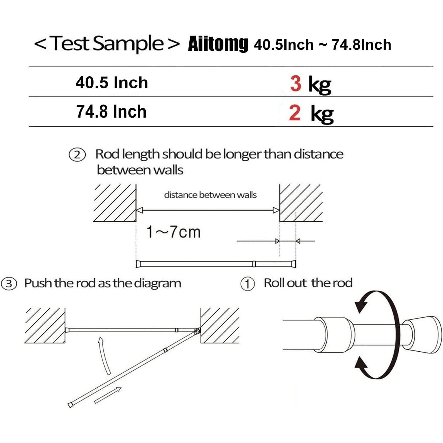 Massive Discounts Heavy-Duty Tension Curtain Rod | 103-190cm No-Drill