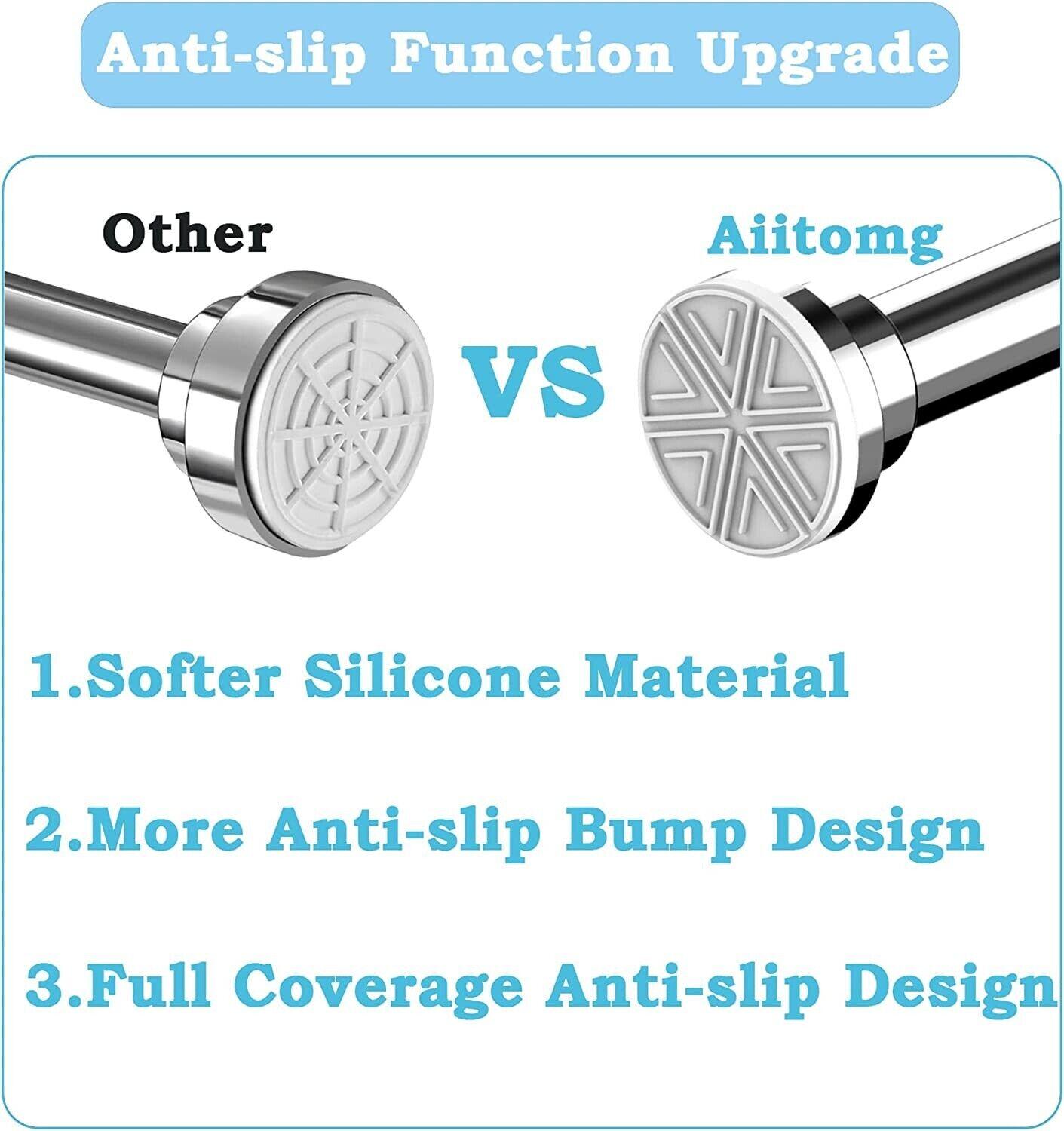 Aiitomg Stainless Steel Tension Shower Curtain Rod, 90-160 cm No-Drill