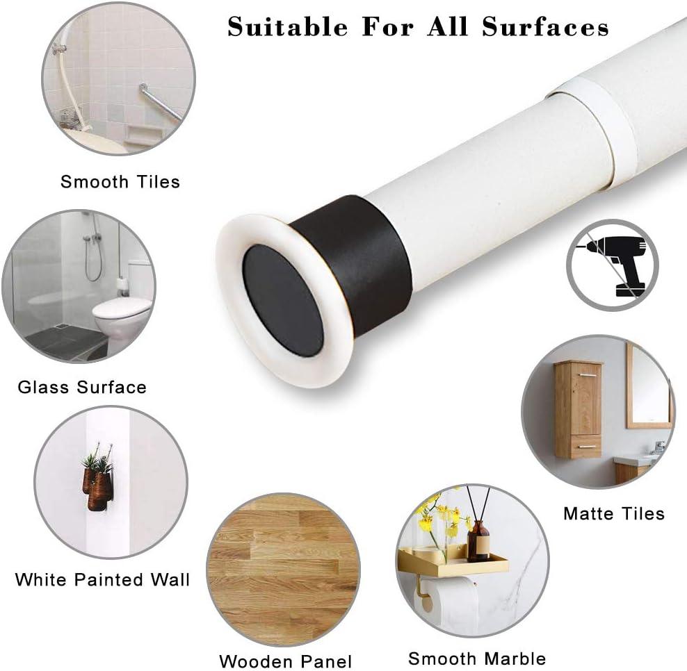 Massive Discounts No-Drill White Carbon Steel Tension Shower Rod 70-110cm