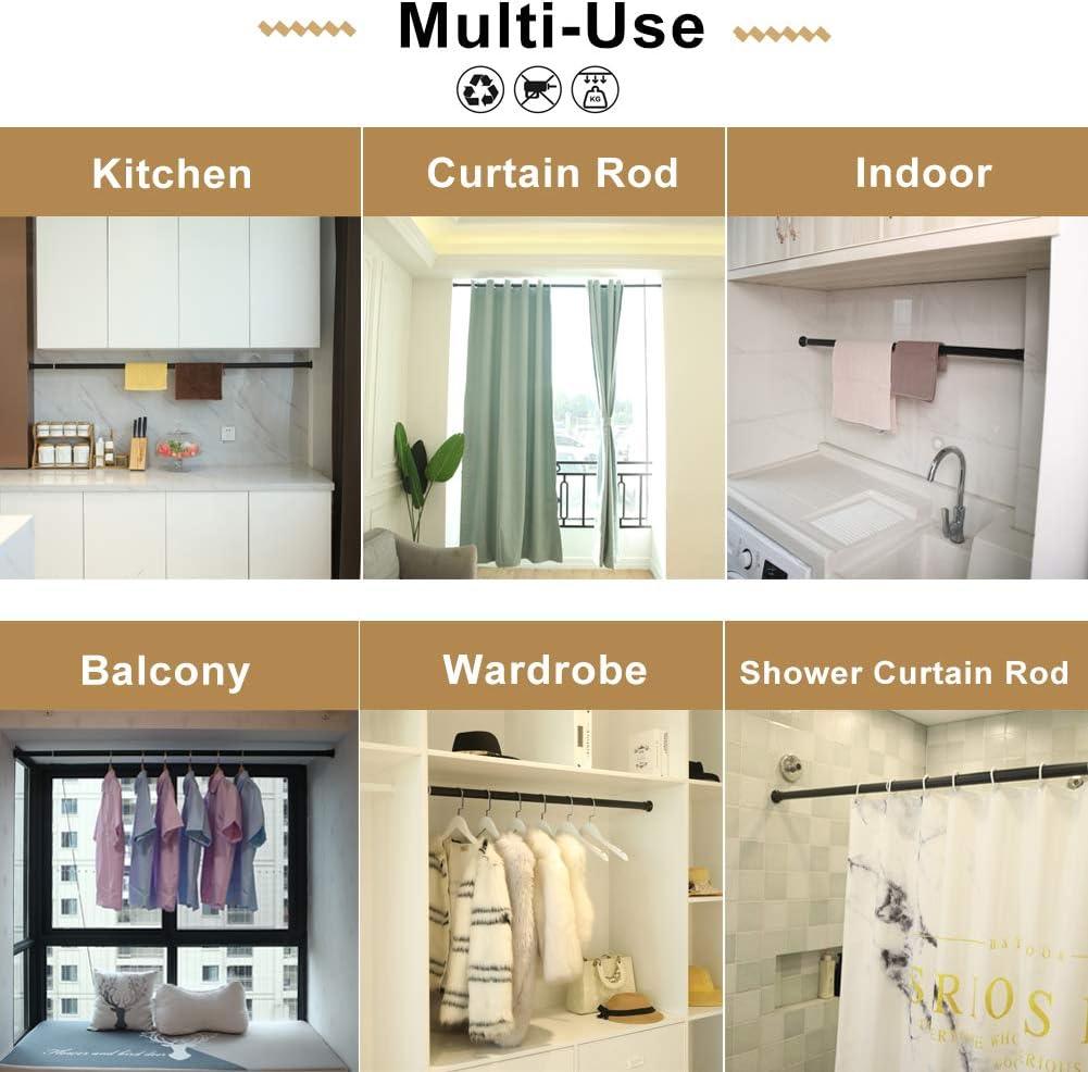 Massive Discounts No-Drill White Carbon Steel Tension Shower Rod 70-110cm