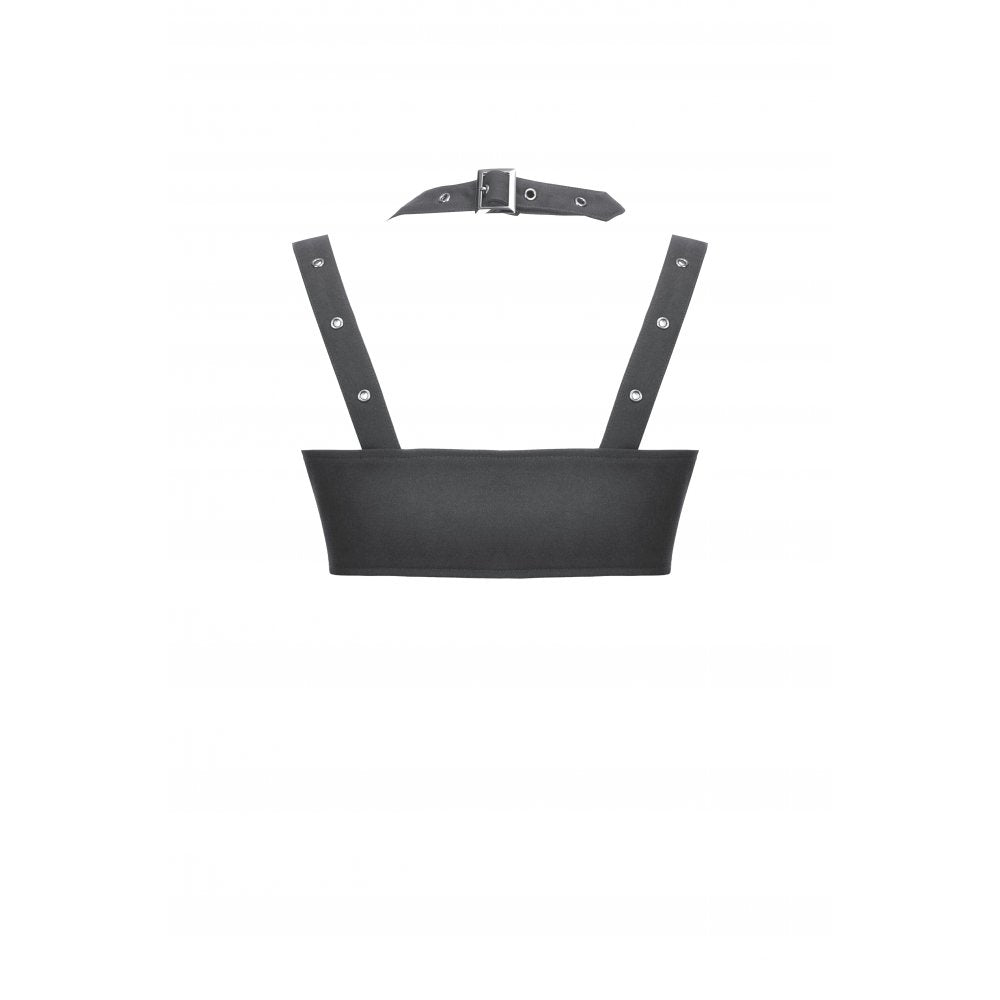 Dark in Love Evangeline Buckled Utility Crop Top - Black Goth Darkwear