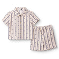 HelloBaby Boys Shirt & Shorts Set Buttoned Little Sailor Shirt Collar Above the Knee Short Sleeve - Ecru Printed
