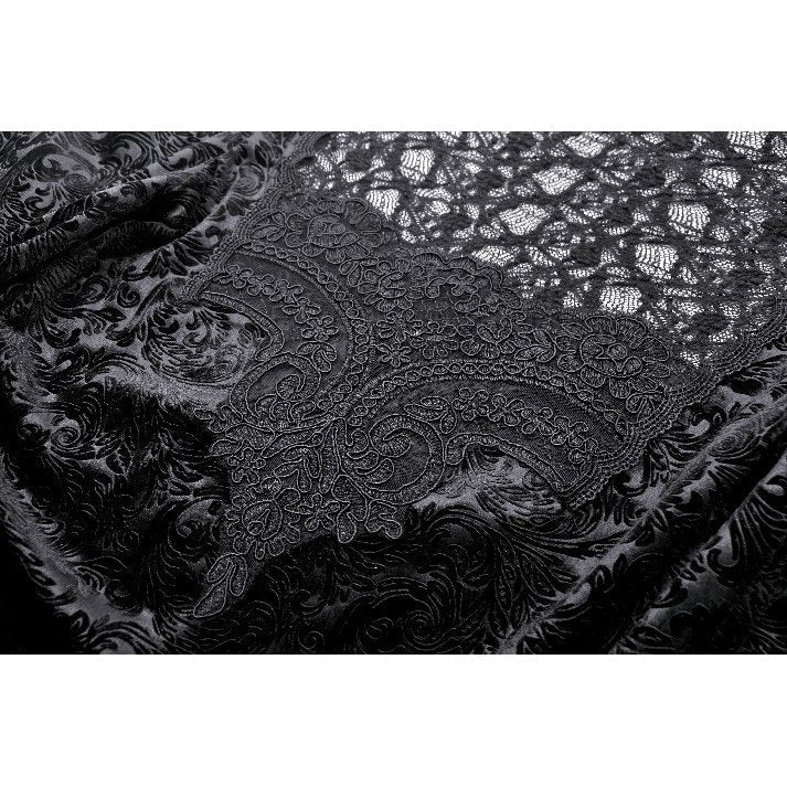 Dark in Love Cyra Gothic Jacquard Velvet Bell Sleeve Turtle Neck Top