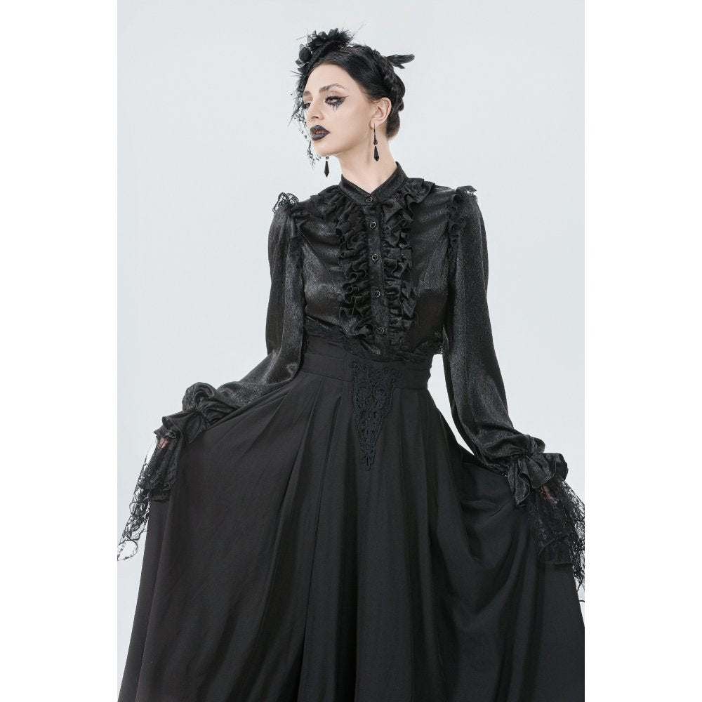 Dark in Love Gloria Black Floor-Length Corset Skirt – Gothic Lace