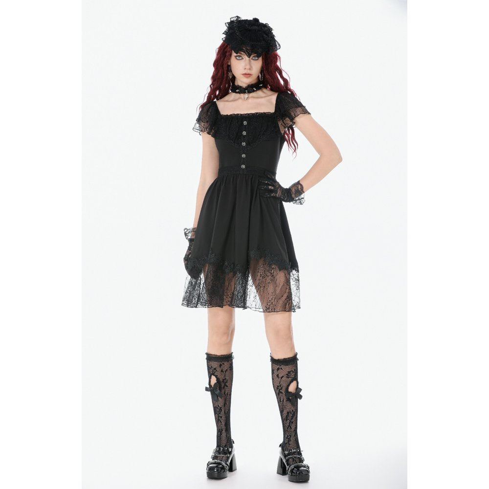 Dark in Love Black Gothic Lolita Dress – Lace Bow Sweet Style