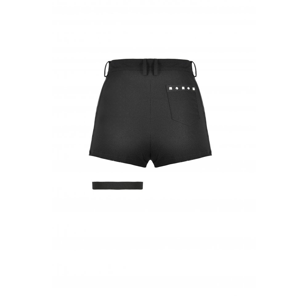 Dark in Love Gwen Black Pleated Garter Shorts – High-Waisted Goth