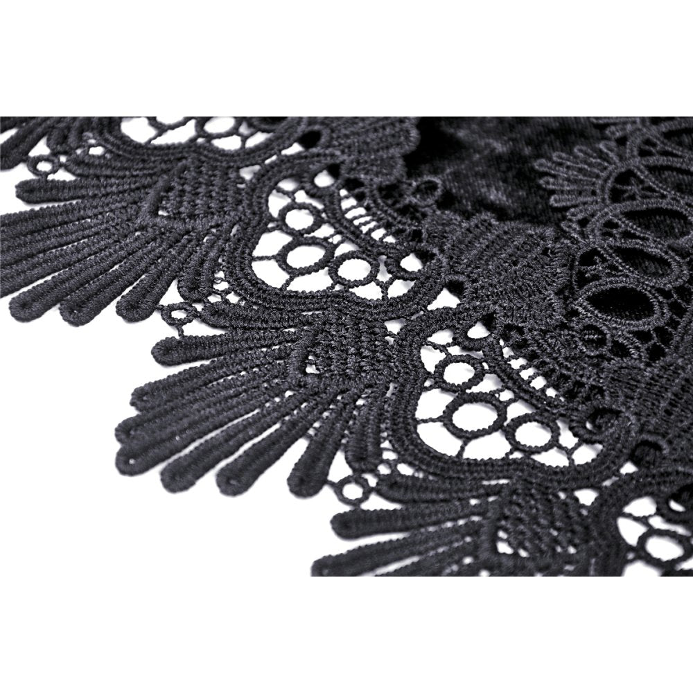 Dark in Love Melisandre Embroidered Velvet Mesh Goth Skirt - Black
