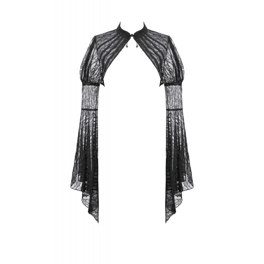 Dark in Love Elara Gothic Black Lace Shoulder Cape – Victorian Style