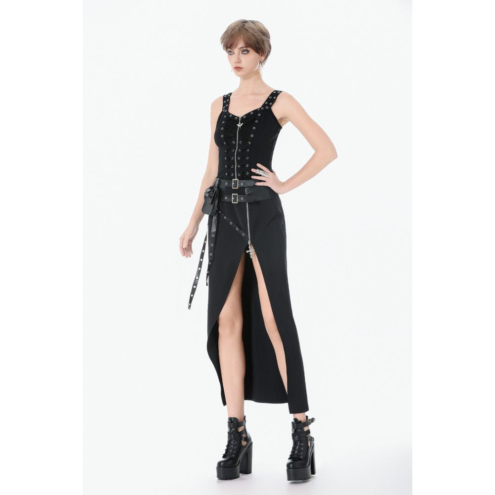 Dark in Love Punk Lace-Up Corset Top – Cotton Mesh Vest with Eyelets