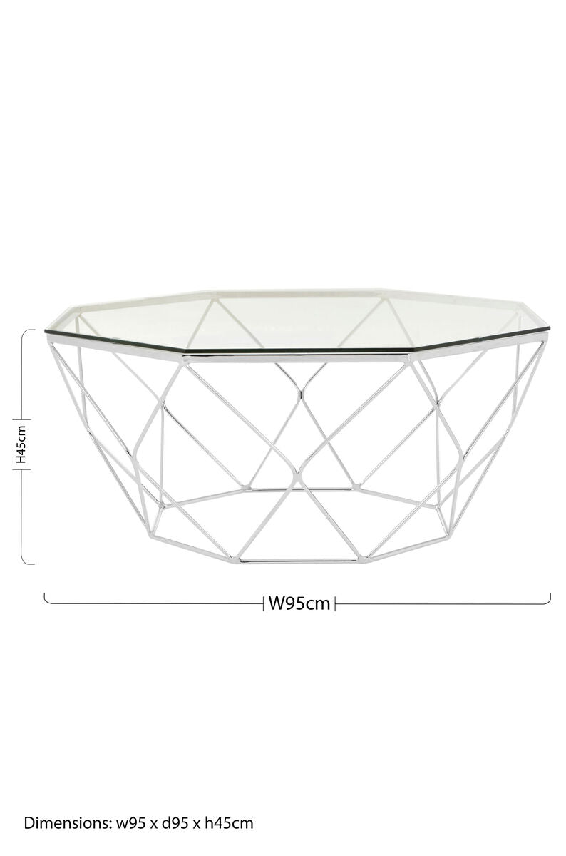 Orsina Allure Hexagon Glass Coffee Table – Chrome Geometric Base