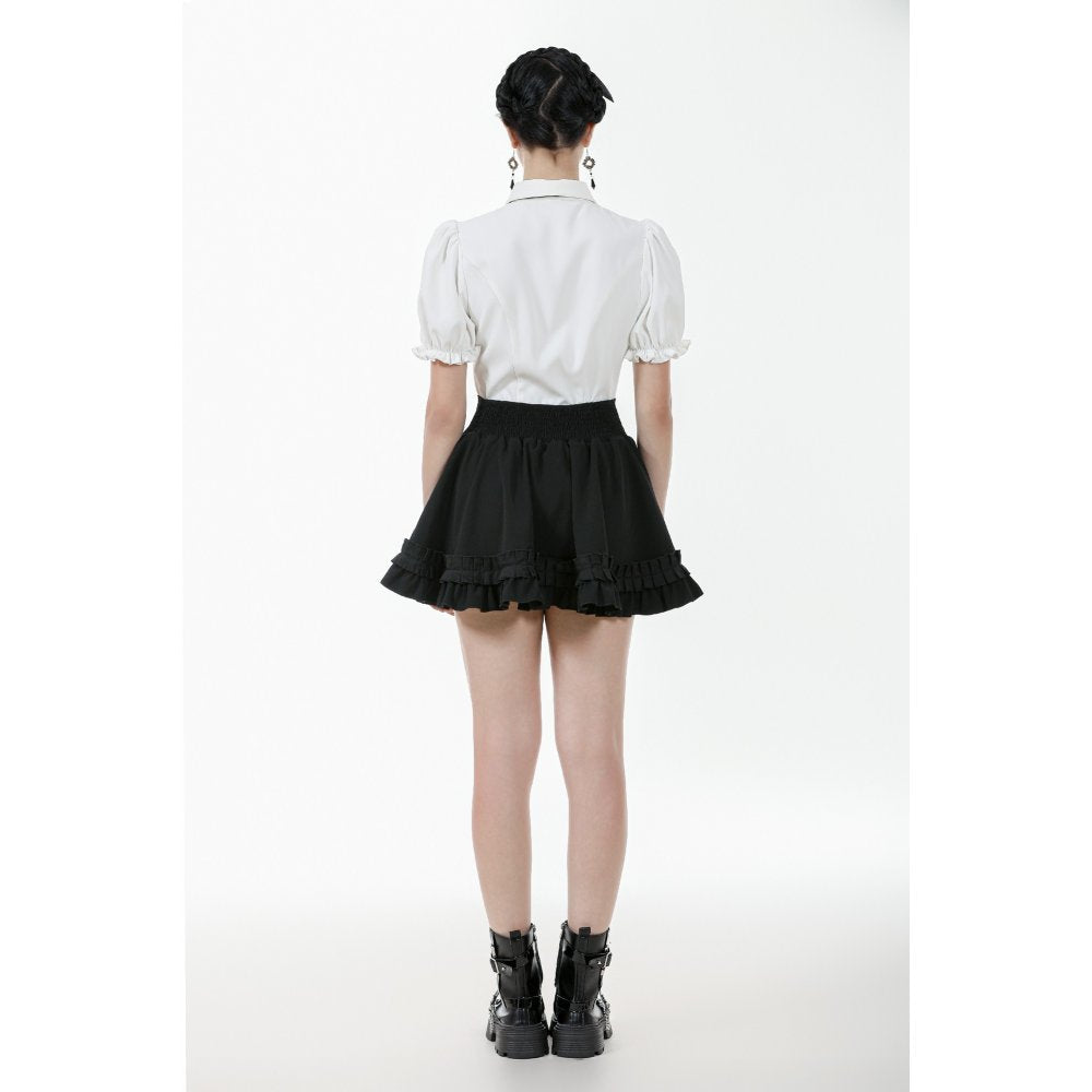 Dark in Love Black Ruffled Mini Skirt – High-Waisted Lolita Style