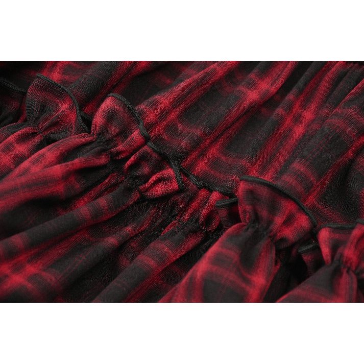 Dark in Love Morrigan Red Tartan Lace-Up Gothic Mini Dress