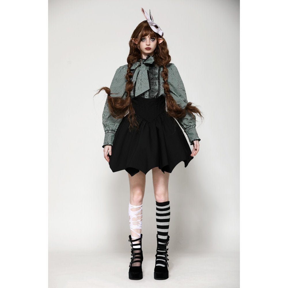 Dark in Love Keziah High Waisted Skirt – Bat Wing Hem Gothic Skirt
