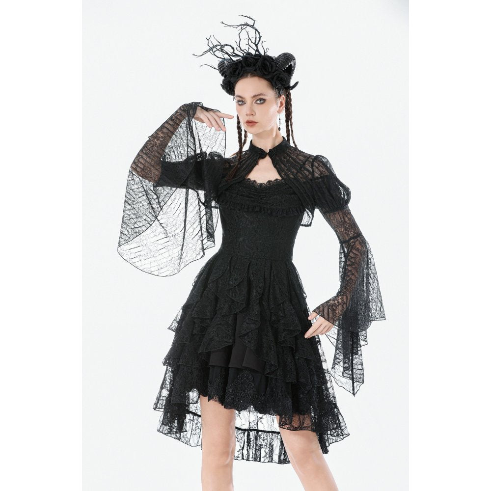 Dark in Love Elara Gothic Black Lace Shoulder Cape – Victorian Style
