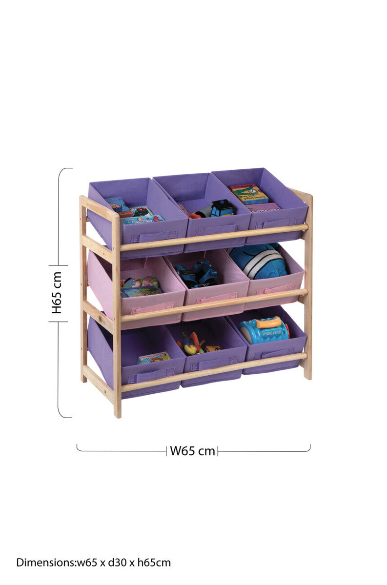 Orsina Kids Toy Storage Unit – 9 Canvas Tubs Organizer for Playrooms