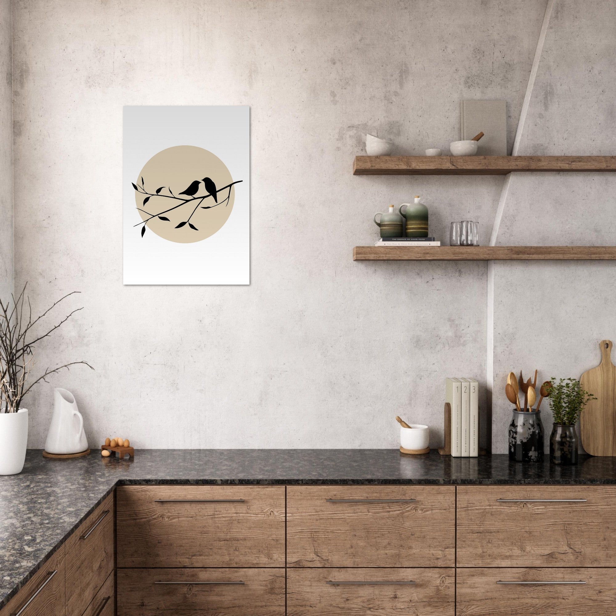 Bird Silhouette Poster – Minimalist Wall Art with Setting Sun | Nature Decor Gift