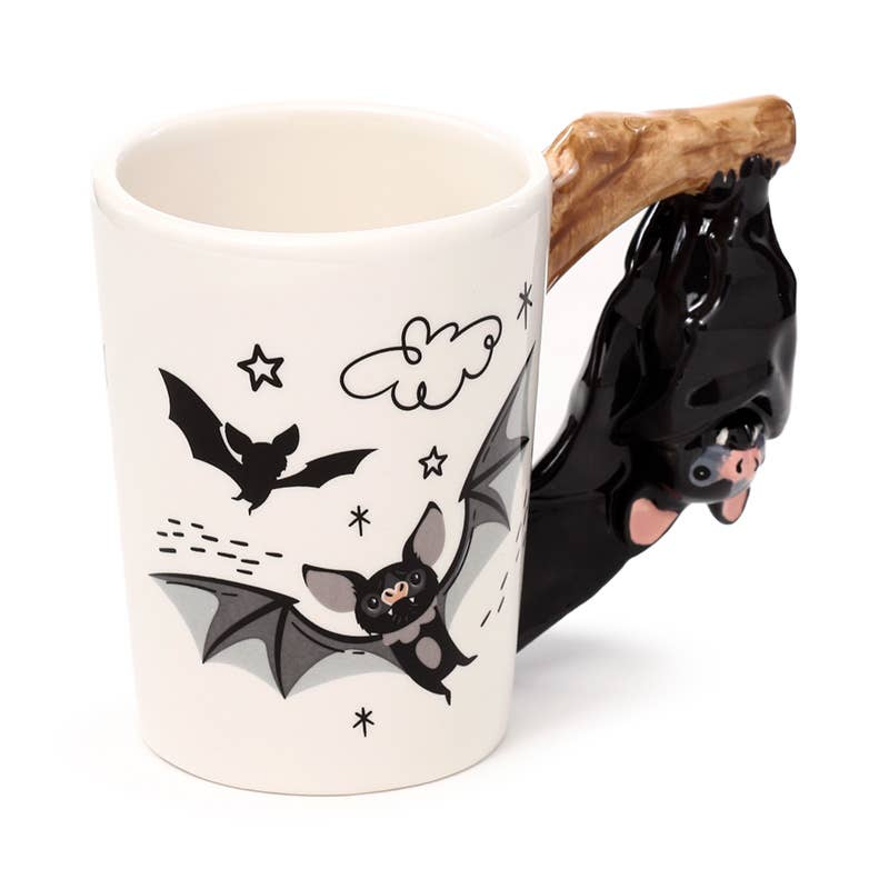 Kate's Clothing Bat Ceramic Mug – Gothic 400ml Cup with Bat Handle