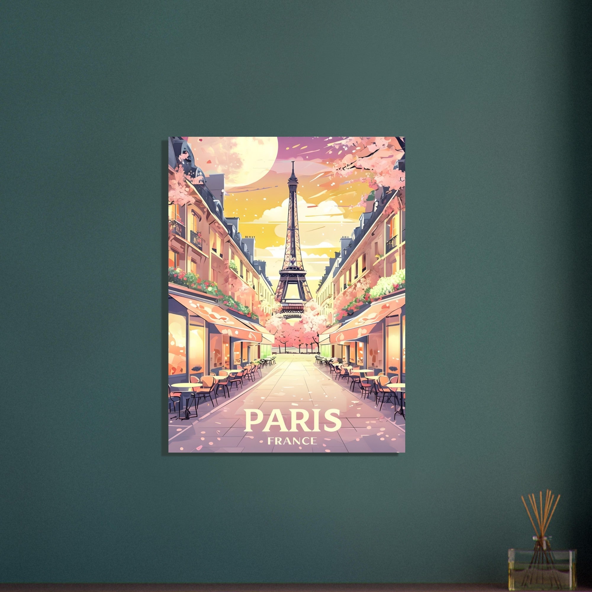 Paris Street Scene Wall Art - Eiffel Tower Sunset Print