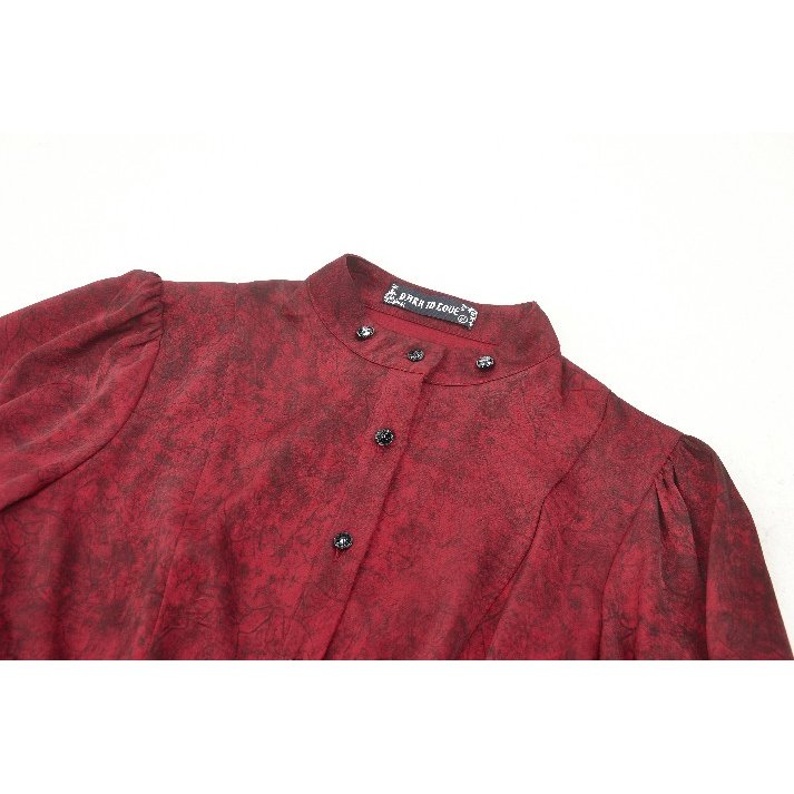Dark in Love Vampiretta Red Distressed Frilly Blouse with Lace