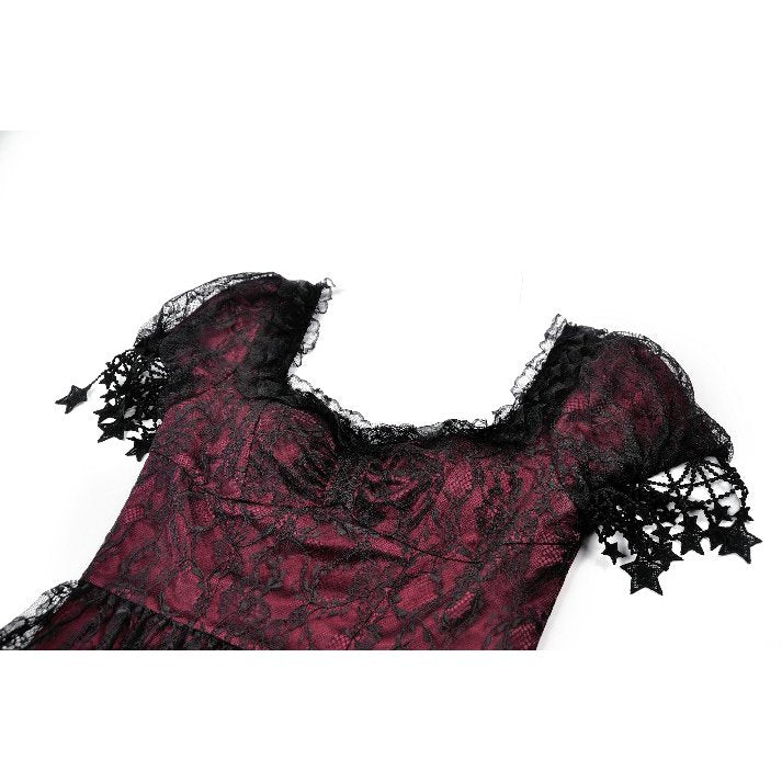 Dark in Love Red Black Lace Princess Dress with Star Charms