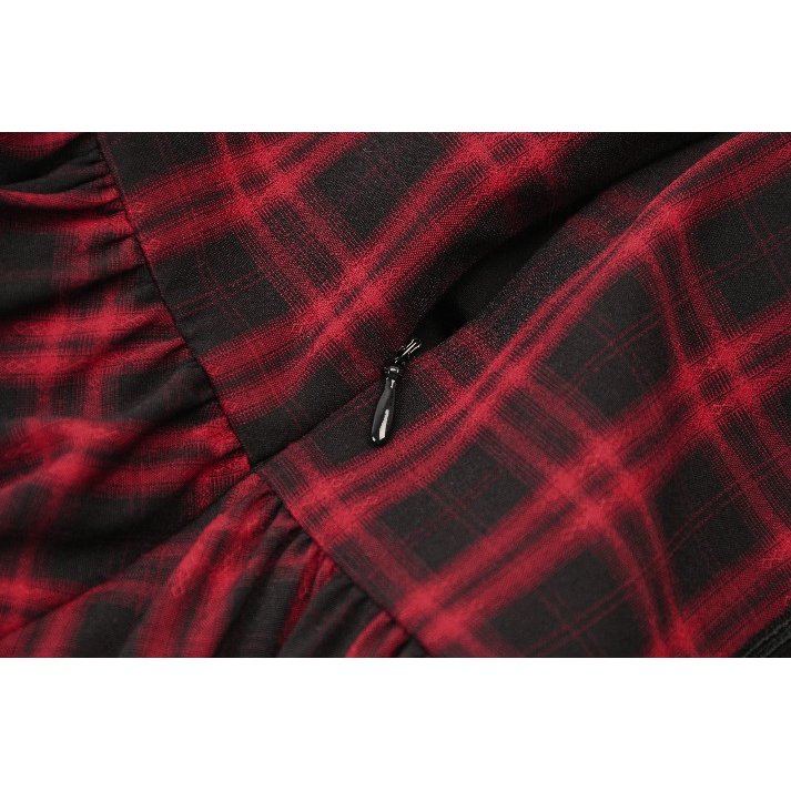 Dark in Love Morrigan Red Tartan Lace-Up Gothic Mini Dress