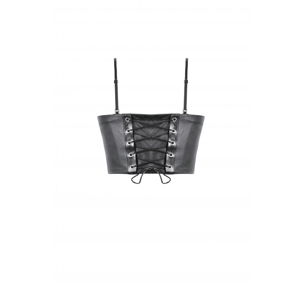 Dark in Love Ravena Faux Leather Corset Top – Black Buckled Goth Style