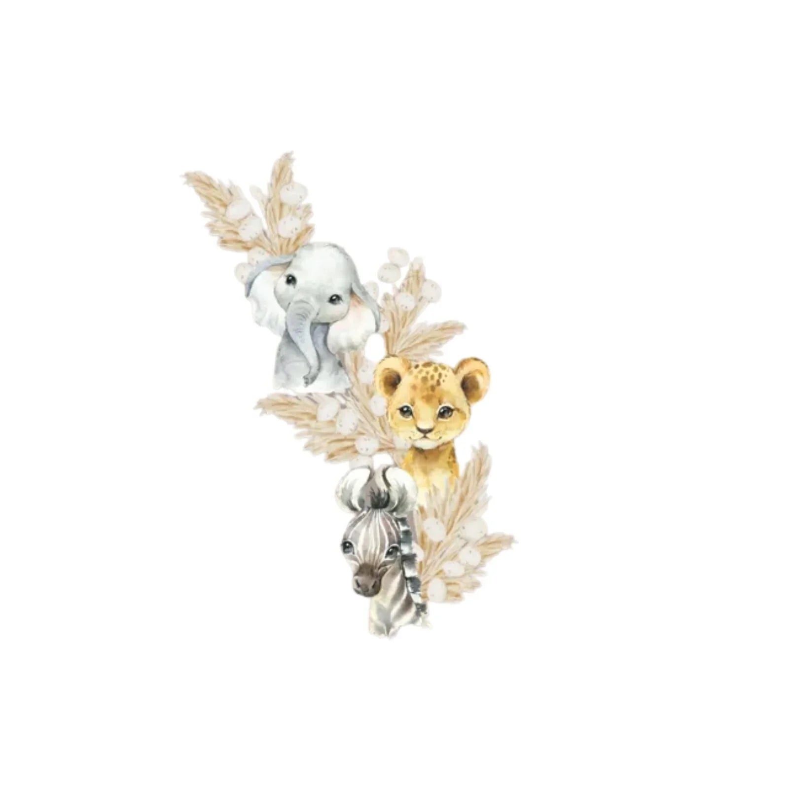 Live Vida Baby Safari Wall Sticker Elephant & Lion & Zebra 3 pcs