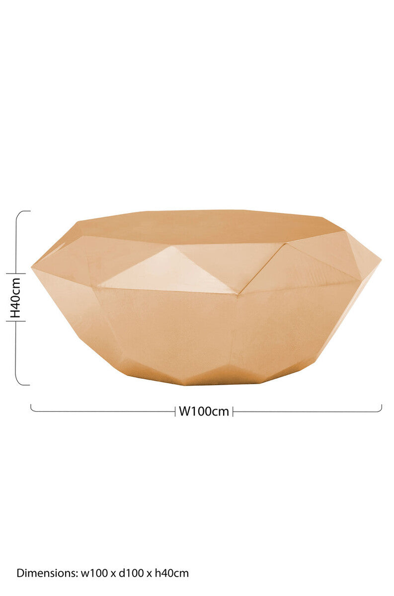 Orsina Allure Rose Gold Hexagonal Coffee Table | Stainless Steel