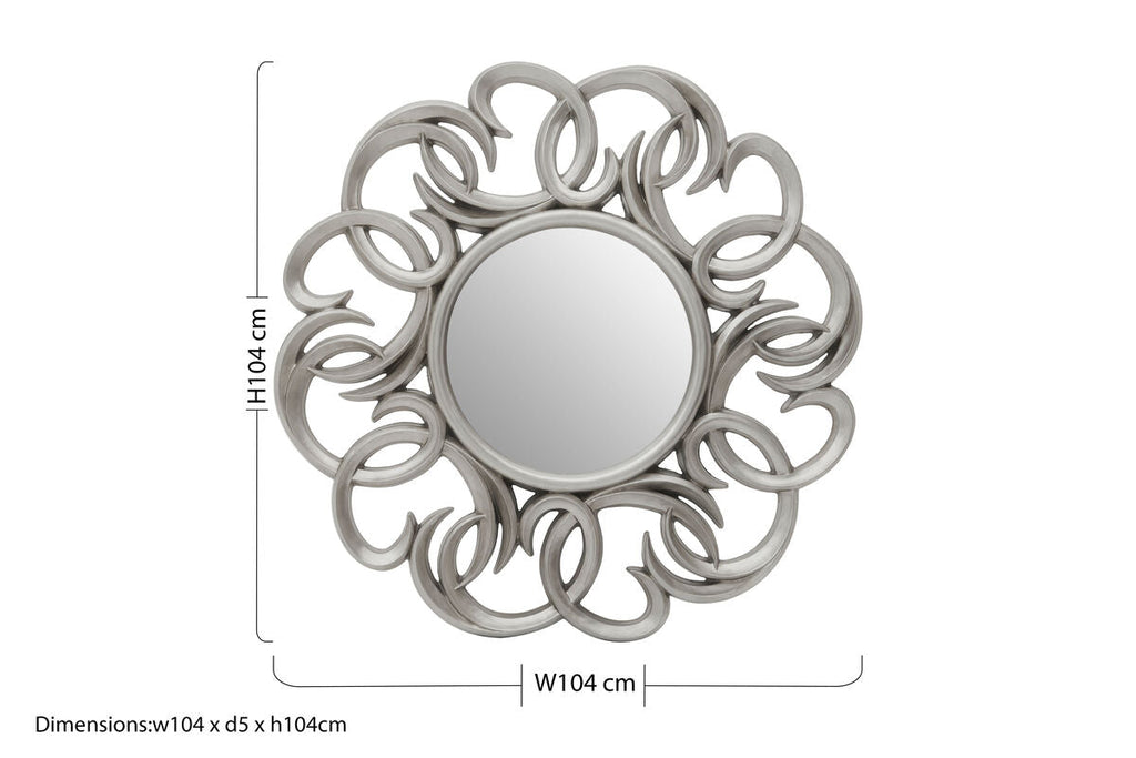 Orsina Adelere Silver Swirl Wall Mirror – Sculptural Decorative Mirror